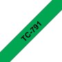 Banda laminata Original Brother Black on Green, TC791, pentru E105|E110|H100|H101|H105|H110|H111|P300|128|200|1000|1010|1090|1100|1120|1130|1160|1170|1180|1190|1200|1230|1280|1290|6100|7100|ST1150, 9mm, incl.TV 0 RON, 