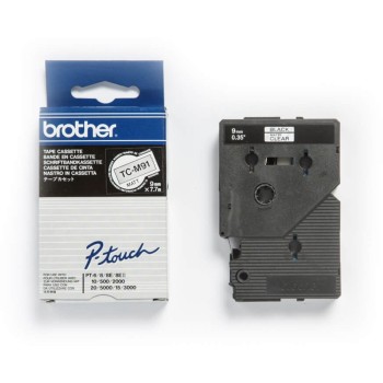 Banda laminata Original Brother Black on Clear, TCM91, pentru E105|E110|H100|H101|H105|H110|H111|P300|128|200|1000|1010|1090|1100|1120|1130|1160|1170|1180|1190|1200|1230|1280|1290|6100|7100|ST1150, 9mm, incl.TV 0 RON, 