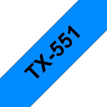 Banda laminata Original Brother Black on Blue, TX551, pentru D600|E500|E550|H500|P700|P710|P750|330|350|520|540|580|1400|1500|1600|1650|2200|2210|2300|2310|2400|2410|2430|2500|2600|2610|2700|2710|2730|2730|7500|7600, 24mm, incl.TV 0 RON, 