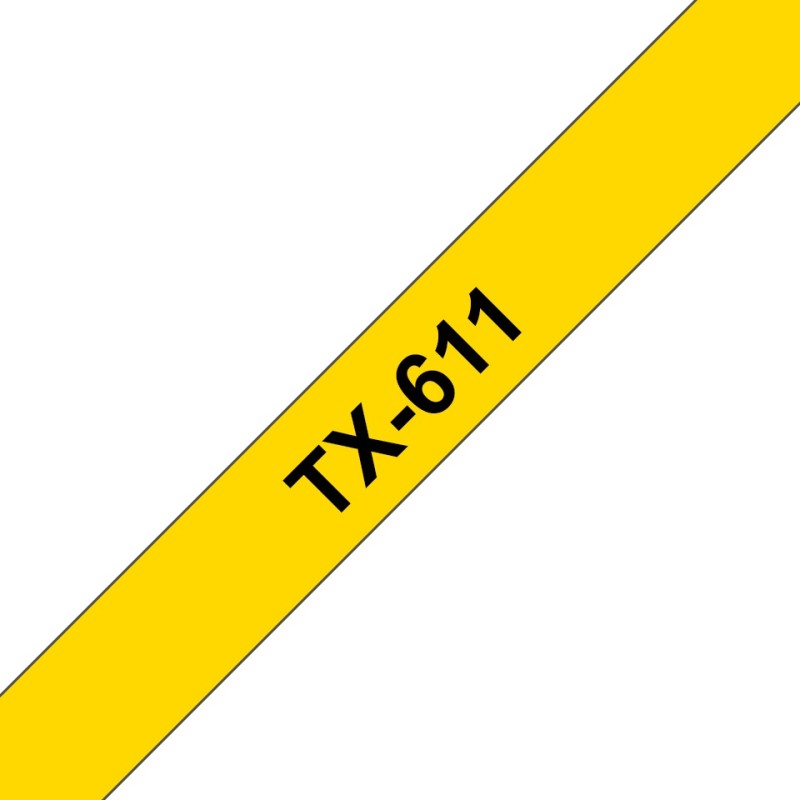 Banda laminata Original Brother Black on Yellow, TX611, pentru E105|E110|H100|H101|H105|H110|H111|P300|128|200|1000|1010|1090|1100|1120|1130|1160|1170|1180|1190|1200|1230|1280|1290|6100|7100|ST1150, 6mm, incl.TV 0 RON, 