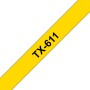 Banda laminata Original Brother Black on Yellow, TX611, pentru E105|E110|H100|H101|H105|H110|H111|P300|128|200|1000|1010|1090|1100|1120|1130|1160|1170|1180|1190|1200|1230|1280|1290|6100|7100|ST1150, 6mm, incl.TV 0 RON, 