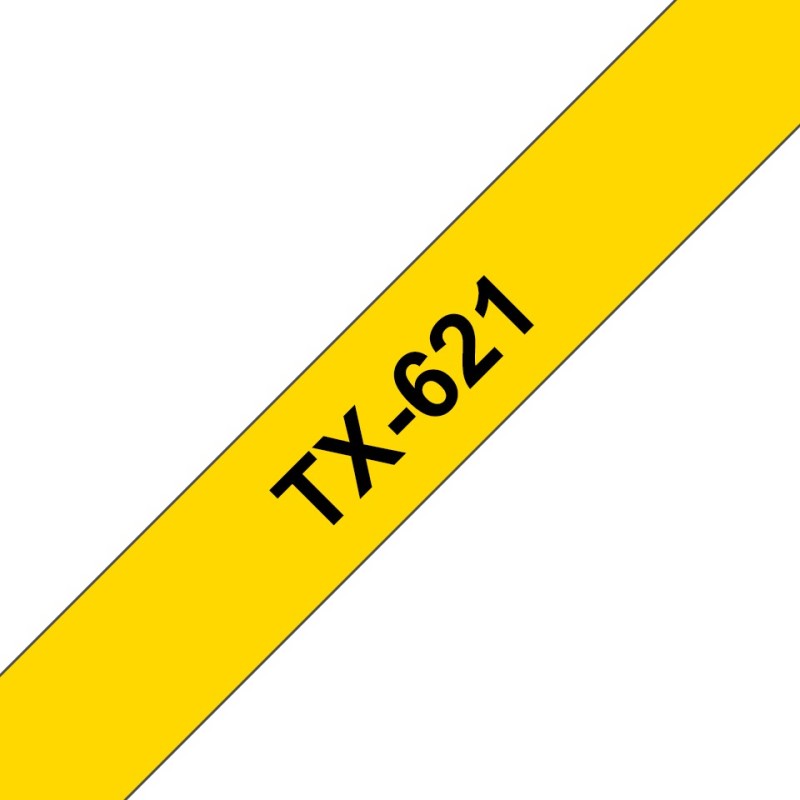 Banda laminata Original Brother Black on Yellow, TX621, pentru E105|E110|H100|H101|H105|H110|H111|P300|128|200|1000|1010|1090|1100|1120|1130|1160|1170|1180|1190|1200|1230|1280|1290|6100|7100|ST1150, 9mm, incl.TV 0 RON, 