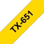 Banda laminata Original Brother Black on Yellow, TX651, pentru D600|E500|E550|H500|P700|P710|P750|330|350|520|540|580|1400|1500|1600|1650|2200|2210|2300|2310|2400|2410|2430|2500|2600|2610|2700|2710|2730|2730|7500|7600, 24mm, incl.TV 0 RON, 