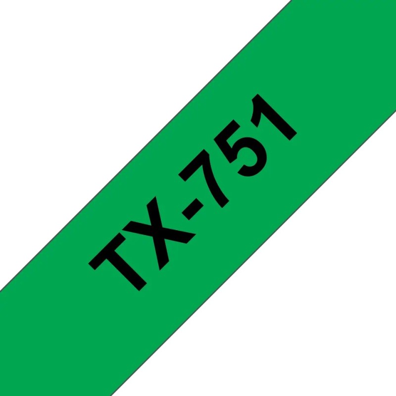 Banda laminata Original Brother Black on Green, TX751, pentru D600|E500|E550|H500|P700|P710|P750|330|350|520|540|580|1400|1500|1600|1650|2200|2210|2300|2310|2400|2410|2430|2500|2600|2610|2700|2710|2730|2730|7500|7600, 24mm, incl.TV 0 RON, 