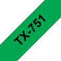 Banda laminata Original Brother Black on Green, TX751, pentru D600|E500|E550|H500|P700|P710|P750|330|350|520|540|580|1400|1500|1600|1650|2200|2210|2300|2310|2400|2410|2430|2500|2600|2610|2700|2710|2730|2730|7500|7600, 24mm, incl.TV 0 RON, 