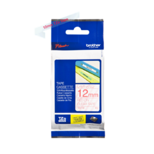 Banda laminata Original Brother Red on Clear, TZE132, pentru E105|E110|H100|H101|H105|H110|H111|P300|128|200|1000|1010|1090|1100|1120|1130|1160|1170|1180|1190|1200|1230|1280|1290|6100|7100|ST1150, 12mm, incl.TV 0 RON, 