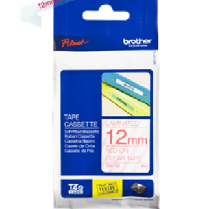 Banda laminata Original Brother Red on Clear, TZE132, pentru E105|E110|H100|H101|H105|H110|H111|P300|128|200|1000|1010|1090|1100|1120|1130|1160|1170|1180|1190|1200|1230|1280|1290|6100|7100|ST1150, 12mm, incl.TV 0 RON, 