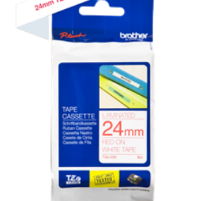 Banda laminata Original Brother Red on White, TZE252, pentru D600|E500|E550|H500|P700|P710|P750|330|350|520|540|580|1400|1500|1600|1650|2200|2210|2300|2310|2400|2410|2430|2500|2600|2610|2700|2710|2730|2730|7500|7600, 24mm, incl.TV 0 RON, 