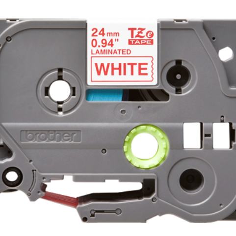 Banda laminata Original Brother Red on White, TZE252, pentru D600|E500|E550|H500|P700|P710|P750|330|350|520|540|580|1400|1500|1600|1650|2200|2210|2300|2310|2400|2410|2430|2500|2600|2610|2700|2710|2730|2730|7500|7600, 24mm, incl.TV 0 RON, 