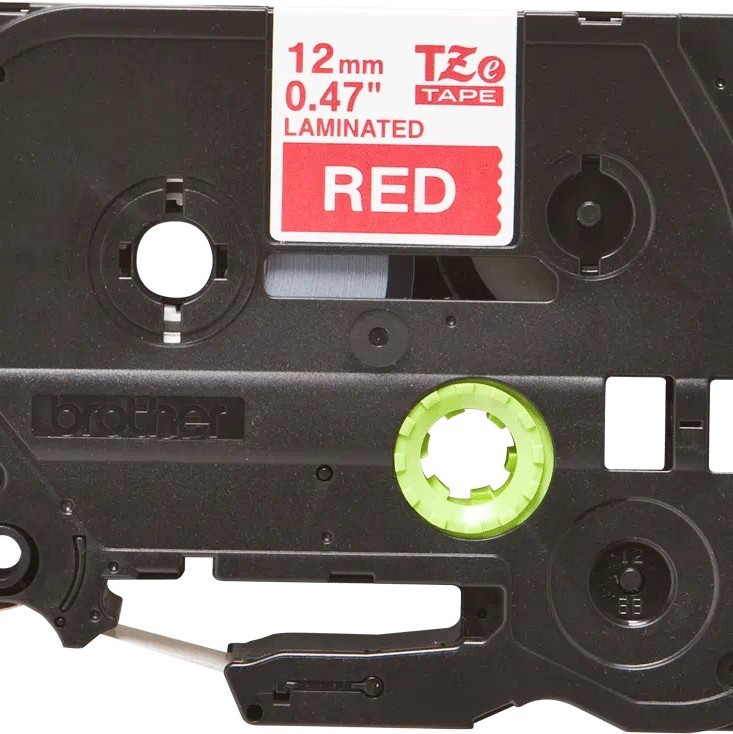 Banda laminata Original Brother White on Red, TZE435, pentru E105|E110|H100|H101|H105|H110|H111|P300|128|200|1000|1010|1090|1100|1120|1130|1160|1170|1180|1190|1200|1230|1280|1290|6100|7100|ST1150, 12mm, incl.TV 0 RON, 