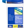 Banda laminata Original Brother White on Blue, TZE555, pentru D600|E500|E550|H500|P700|P710|P750|330|350|520|540|580|1400|1500|1600|1650|2200|2210|2300|2310|2400|2410|2430|2500|2600|2610|2700|2710|2730|2730|7500|7600, 24mm, incl.TV 0 RON, 