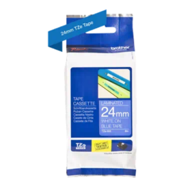 Banda laminata Original Brother White on Blue, TZE555, pentru D600|E500|E550|H500|P700|P710|P750|330|350|520|540|580|1400|1500|1600|1650|2200|2210|2300|2310|2400|2410|2430|2500|2600|2610|2700|2710|2730|2730|7500|7600, 24mm, incl.TV 0 RON, 