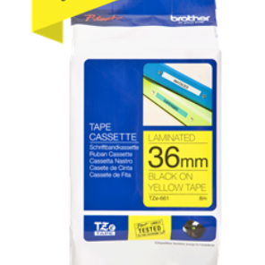 Banda laminata Original Brother Black on Yellow, TZE661, pentru 530|550|3600|9200|9400|9500|9600|9700|9800|D800|E800|P900|P910|P950, 36mm, incl.TV 0 RON, 