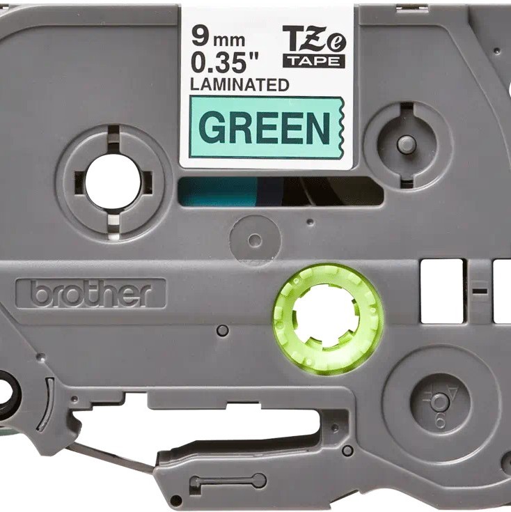 Banda laminata Original Brother Black on Green, TZE721, pentru E105|E110|H100|H101|H105|H110|H111|P300|128|200|1000|1010|1090|1100|1120|1130|1160|1170|1180|1190|1200|1230|1280|1290|6100|7100|ST1150, 9mm, incl.TV 0 RON, 