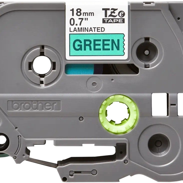 Banda laminata Original Brother Black on Green, TZE741, pentru D400|D450|E300|H300|18R|300|310|320|340|1300|1700|1750|1760|1800|1810|1830|1880|1890|1900|1910|1950|1960|2030|2040|2100|2110|ST5, 18mm, incl.TV 0 RON, 