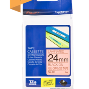 Banda laminata Original Brother Black on Orange fl., TZEB51, pentru D600|E500|E550|H500|P700|P710|P750|330|350|520|580|1400|1500|1600|1650|2200|2300|2310|2400|2430|2500|2600|2610|2700|2710|2730|2730|7500|7600, 24mm, incl.TV 0 RON, 