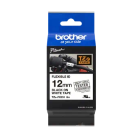 Banda laminata Original Brother Black on White, TZEFX231, pentru E105|E110|H100|H101|H105|H110|H111|P300|128|200|1000|1010|1090|1100|1120|1130|1160|1170|1180|1190|1200|1230|1280|1290|6100|7100|ST1150, 12mm, incl.TV 0 RON, 