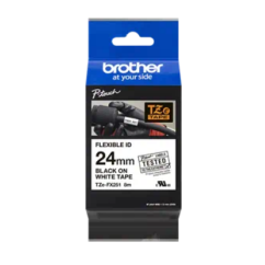 Banda laminata Original Brother Black on White, TZEFX251, pentru D600|E500|E550|H500|P700|P710|P750|330|350|520|580|1400|1500|1600|1650|2200|2210|2300|2310|2400|2410|2430|2500|2600|2610|2700|2710|2730|2730|7500|7600, 24mm, incl.TV 0 RON, 