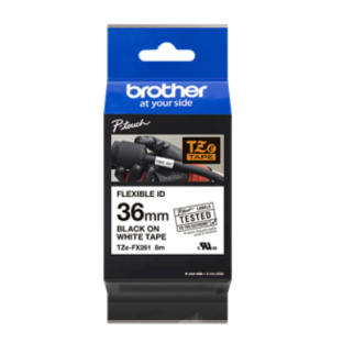 Banda laminata Original Brother Black on White, TZEFX261, pentru 530|550|3600|9200|9400|9500|9600|9700|9800|D800|E800|P900|P910|P950, 36mm, incl.TV 0 RON, 