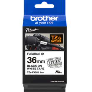 Banda laminata Original Brother Black on White, TZEFX261, pentru 530|550|3600|9200|9400|9500|9600|9700|9800|D800|E800|P900|P910|P950, 36mm, incl.TV 0 RON, 