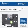 Banda laminata Original Brother Black on White, TZES211, pentru E105|E110|H100|H101|H105|H110|H111|P300|128|200|1000|1010|1090|1100|1120|1130|1160|1170|1180|1190|1200|1230|1280|1290|6100|7100|ST1150, 6mm, incl.TV 0 RON, 