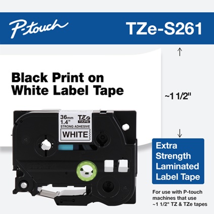 Banda laminata Original Brother Black on White, TZES261, pentru 530|550|3600|9200|9400|9500|9600|9700|9800|D800|E800|P900|P910|P950, 36mm, incl.TV 0 RON, 