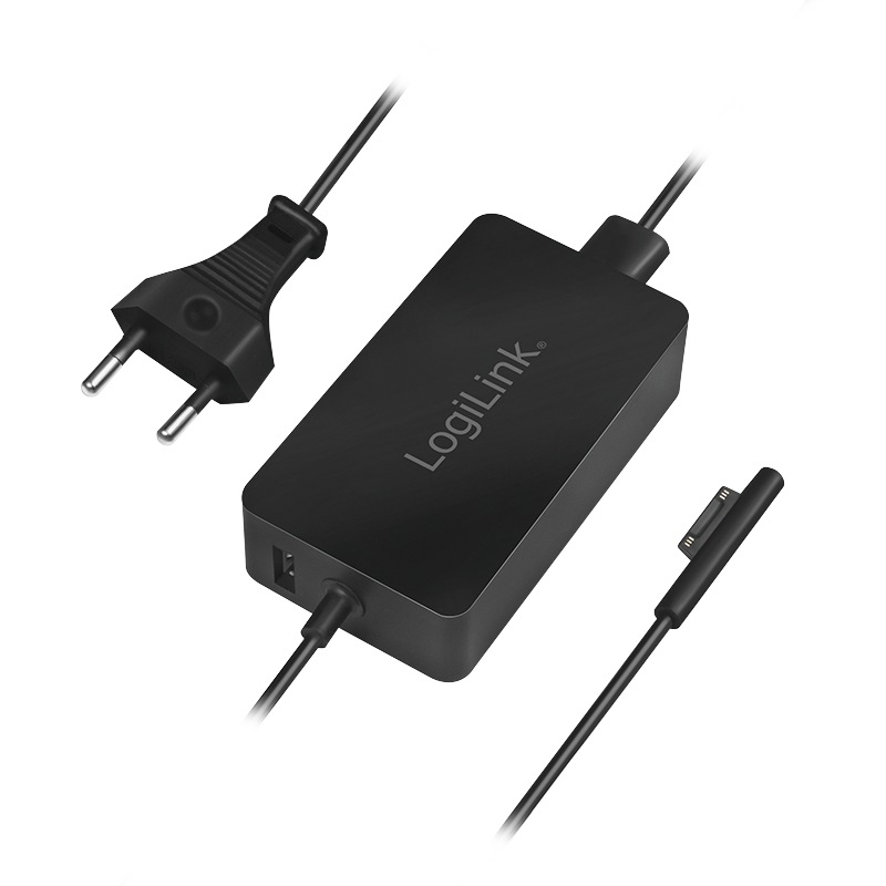 ALIMENTATOR retea 220V LOGILINK, pentru Microsoft Surface, compatibil cu Pro 6/4/3 si Laptop/Go/Book, 44W, USB 5V/1A, 0.5m, negru, 