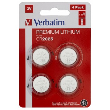 BATERIE VERBATIM, butoni (CR2025), 3V litiu, 4 buc., 