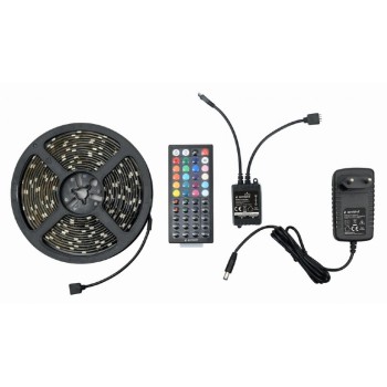 BANDA LED GEMBIRD, RGB diferite culori, 280lm, 17W, 150 x LED, banda 5m, telecomanda, rezistenta la stropi IP65, cablu 1.5m, 