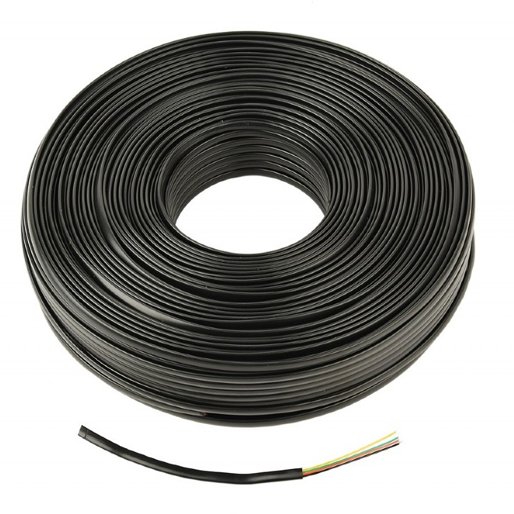 ROLA CABLU telefonic GEMBIRD, 100m, Litat, 4 fire, flat, black, 