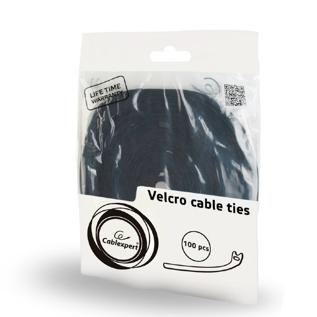 TILE prindere cablu GEMBIRD, 100pcs., 210*12 mm, din Velcro, black, 