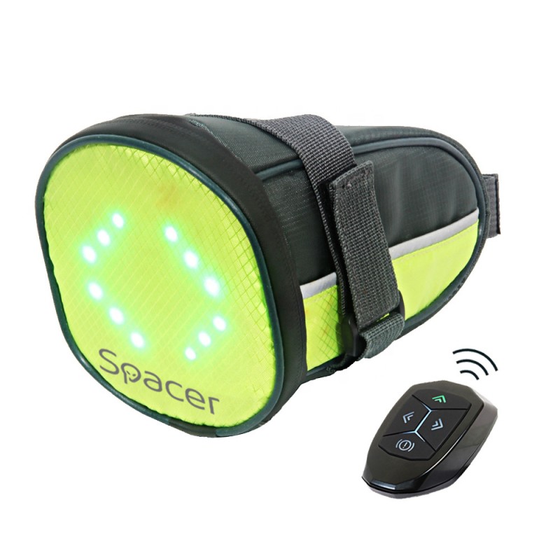 GEANTA reflectorizanta SPACER pentru Bicicleta, cu semnalizare LED prin telecomanda si de montat la sa, 