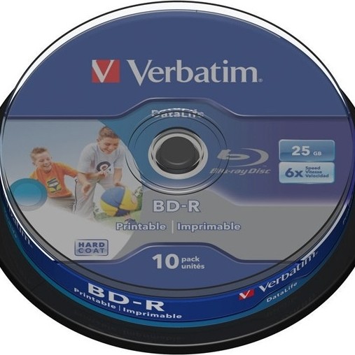 BD-R VERBATIM  25GB, viteza 6x, 10 buc, Single Layer, spindle, printabil, 