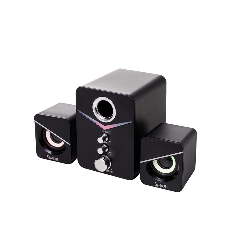 BOXE SPACER Gaming 2.1, RMS: 11W (2 x 3W + 5W), control volum, bass, treble,  3 x LED, USB power, black, 43502139 