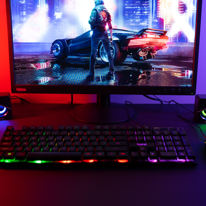 BOXE SPACER Gaming 2.1, RMS: 11W (2 x 3W + 5W), control volum, bass, treble,  3 x LED, USB power, black, 43502139 