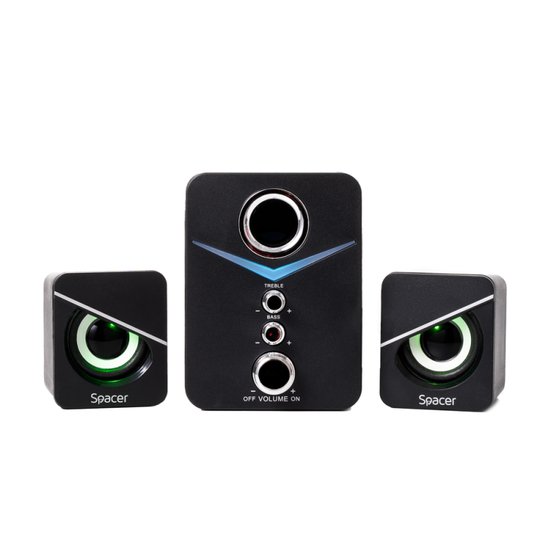 BOXE SPACER Gaming 2.1, RMS: 11W (2 x 3W + 5W), control volum, bass, treble,  3 x LED, USB power, black, 43502139 