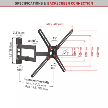 Full Motion Barkan TV Wall Mount 65