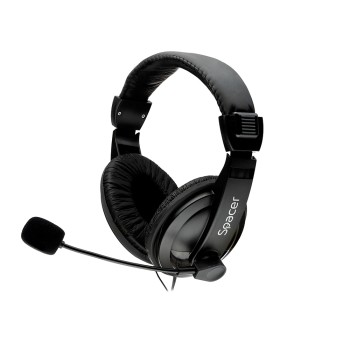 CASTI  Spacer, cu fir, standard, utilizare multimedia, microfon pe brat, conectare prin Jack 3.5 mm x 2, negru, 
