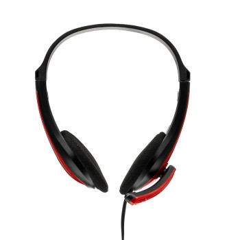 CASTI  Spacer, cu fir, standard, utilizare multimedia, microfon pe brat, conectare prin Jack 3.5 mm x 2, negru / rosu, 