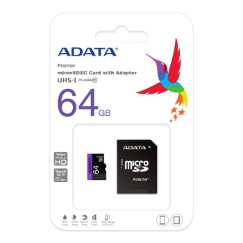 CARD MicroSD ADATA,  64 GB, MicroSDXC, clasa 10, standard UHS-I U1, 