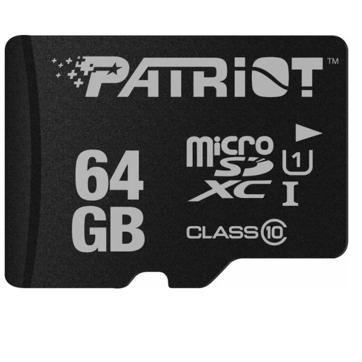 CARD MicroSD PATRIOT, 64 GB, MicroSDXC, clasa 10, standard UHS-I U1, 