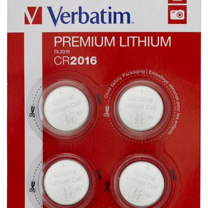 BATERIE VERBATIM, butoni (CR2016), 3V litiu, 4 buc., 