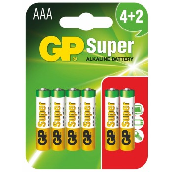 Baterie GP Batteries, Super Alcalina AAA (LR03) 1.5V alcalina, blister 6 buc. 