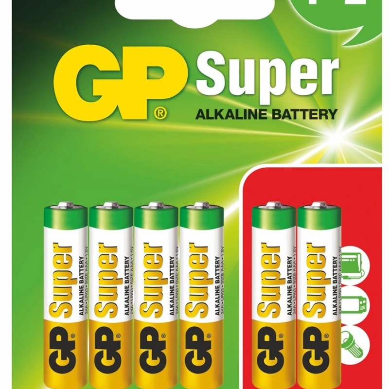 Baterie GP Batteries, Super Alcalina AAA (LR03) 1.5V alcalina, blister 6 buc. 
