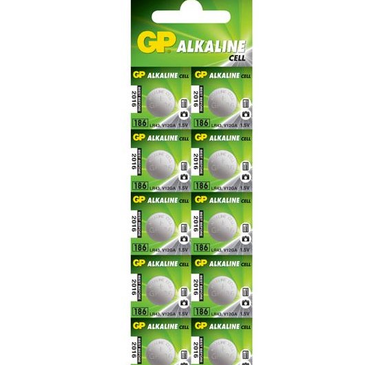 Baterie GP Batteries, butoni (AG12/LR43) 1.5V alcalina, blister 10 buc. 