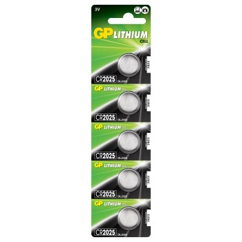 Baterie GP Batteries, butoni (CR2025) 3V lithium, blister 5 buc. 