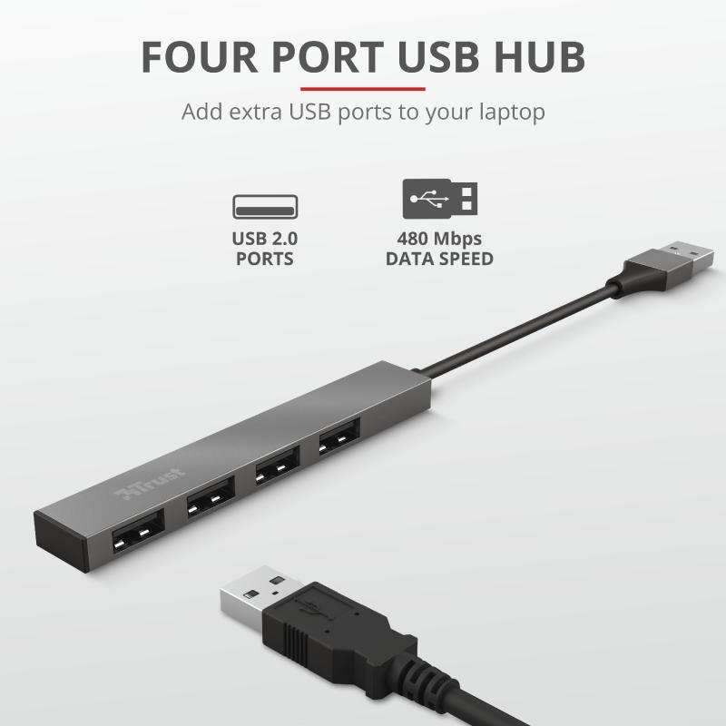 Trust Halyx Aluminium 4 Mini USB Hub 