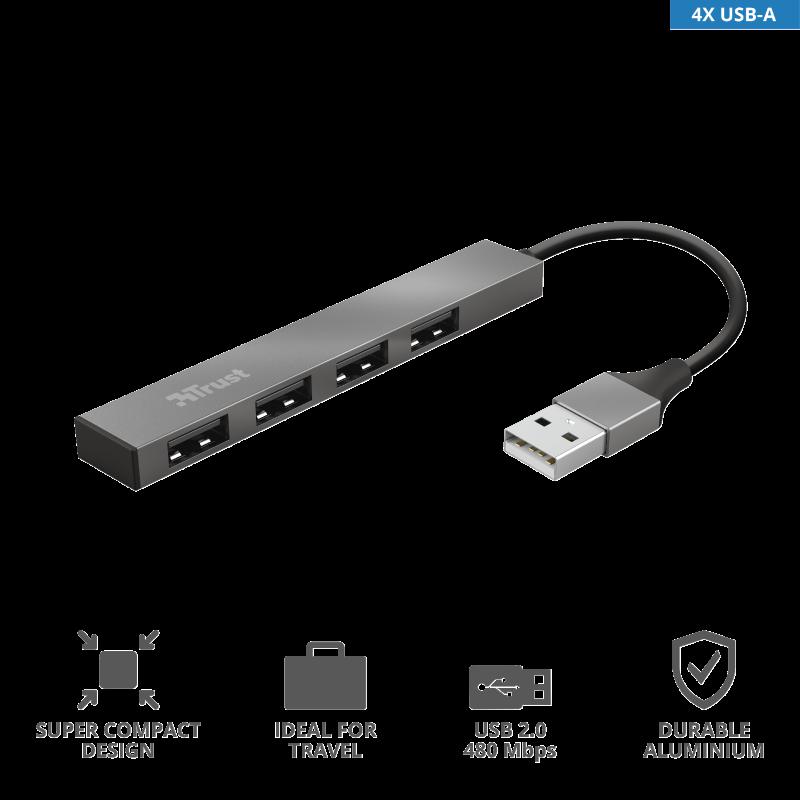 Trust Halyx Aluminium 4 Mini USB Hub 