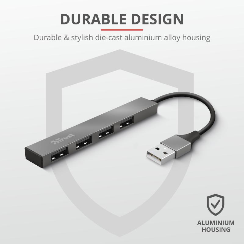 Trust Halyx Aluminium 4 Mini USB Hub 