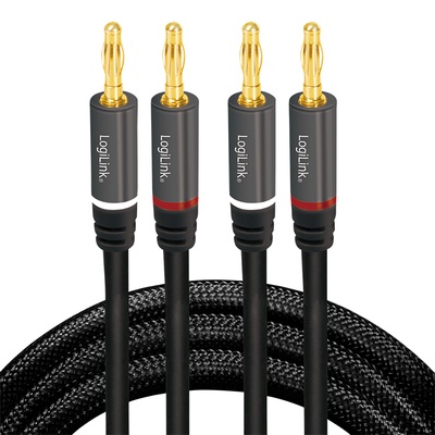 CABLU audio LOGILINK stereo (2 x 2.5 mm jack T/T), 5m, conectori auriti, negru 